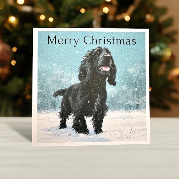 Black Cocker Spaniel Christmas Card