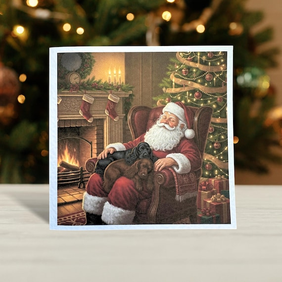 Brown and Black Cocker Spaniel Christmas Card