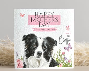 Personalised Border Collie Dog Mothers Day Card