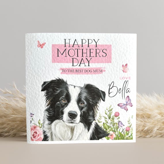 Personalised Border Collie Dog Mothers Day Card