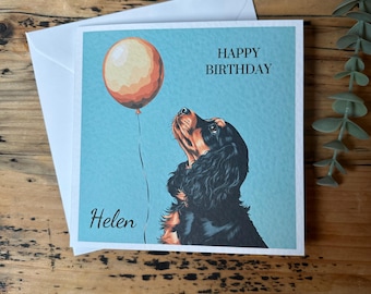 Cocker Spaniel Birthday Card: Black and Tan Dog Art