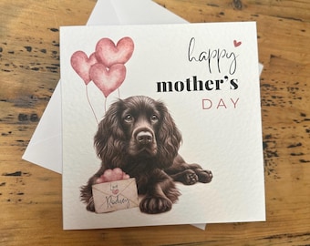 Brown Cocker Spaniel Mothers Day Card, Personalised Spaniel Card, Customisable Card, Personalised Cards, Mothers Day Card, WCS card