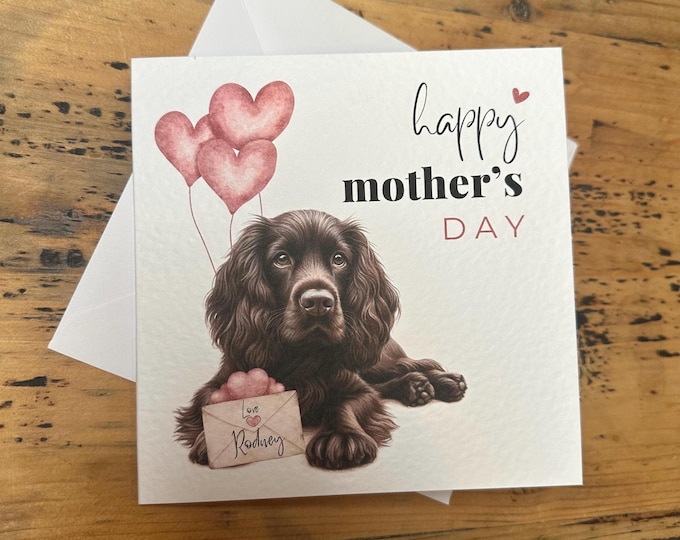 Brown Cocker Spaniel Mothers Day Card, Personalised Spaniel Card, Customisable Card, Personalised Cards, Mothers Day Card, WCS card