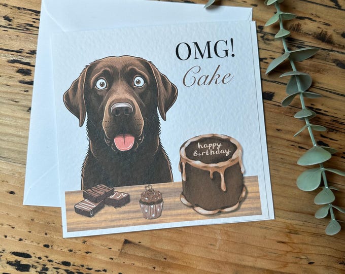 Chocolate Labrador Birthday Card, Chocolate Lab Card, Personalised Cards. Dog Mum, Dog Dad. Dog Mom, Dog Birthday