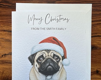 Pug Christmas Card: Custom Dog Holiday Greeting