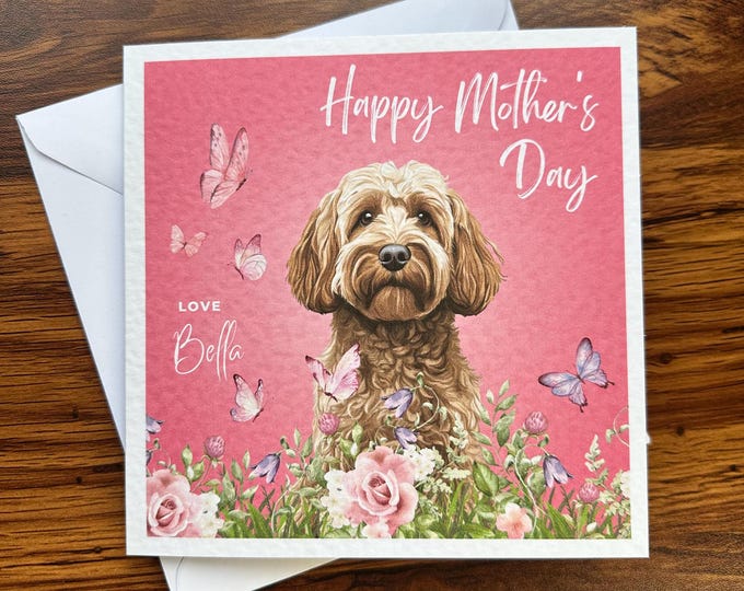 Cockapoo Mothers Day Card, Personalised cockapoo Card, Customisable Card, Personalised Cards, Mothers Day Card, cockapoo card