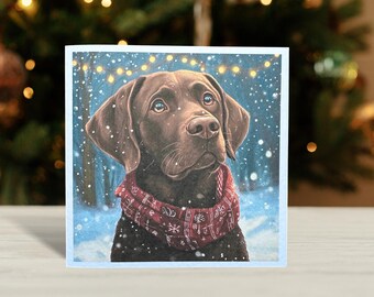 Chocolate Brown Labrador Christmas Card: Dog Lover Christmas
