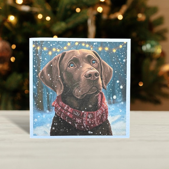 Chocolate Brown Labrador Christmas Card: Dog Lover Christmas
