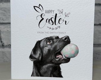 Black Labrador Easter Card, Black labrador Card, Personalised Cards. Dog Mum, Dog Dad. Dog Mom, Dog Easter
