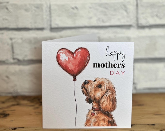 Cockapoo Mothers Day Card, Personalised Spaniel Card, Customisable Card, Personalised Cards, Mothers Day Card, cockapoo card