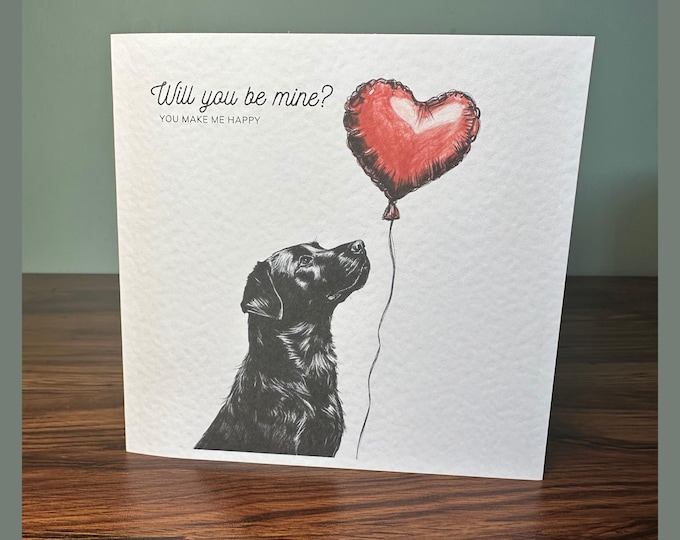 Black Labrador Valentine Card, Black Labrador Card, Black Lab card. Dog Mum, Dog Dad. Dog Mom, Dog Valentines, husband, wife, partner,
