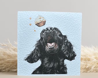 Black Cocker Spaniel Birthday Card