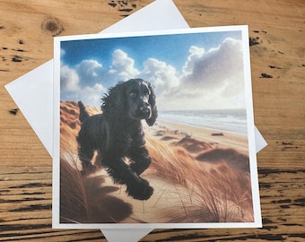 Black Cocker Spaniel Birthday Card, Black Cocker Spaniel Card, Personalised Cards. Dog Mum, Dog Dad. Dog Mom, Dog Birthday. Blank card