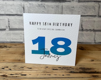 18th Birthday Card Grandson, Personalised, Grandson 18th Birthday Card, 18th Birthday Gift For Boy, Eighteenth Birthday Card For Grandson