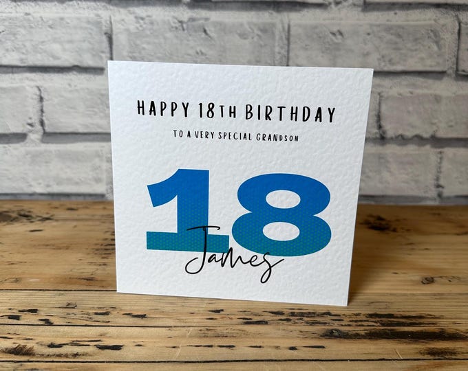 18th Birthday Card Grandson, Personalised, Grandson 18th Birthday Card, 18th Birthday Gift For Boy, Eighteenth Birthday Card For Grandson
