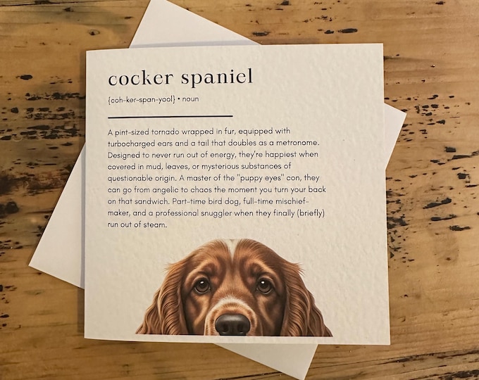 Red Cocker Spaniel Birthday Card,  Red cocker spaniel Card, working cocker spaniel, Dog Mum, Dog Dad. Dog Mom, Dog Birthday