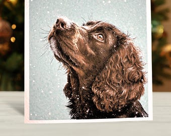 Brown Cocker Spaniel Christmas Card