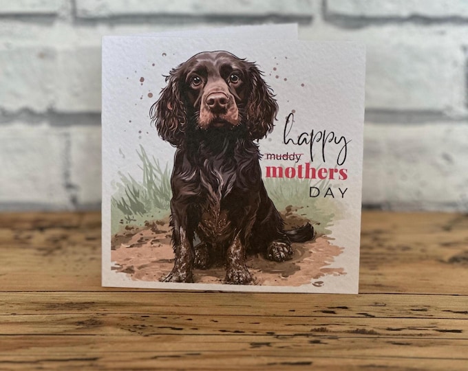 Brown Cocker Spaniel Mothers Day Card, Personalised Spaniel Card, Customisable Card, Personalised Cards, Mothers Day Card, WCS card