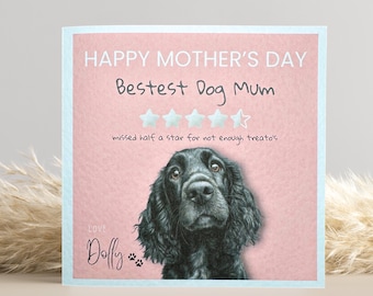 Black Cocker Spaniel Mothers Day Card: Personalised, Mum gift