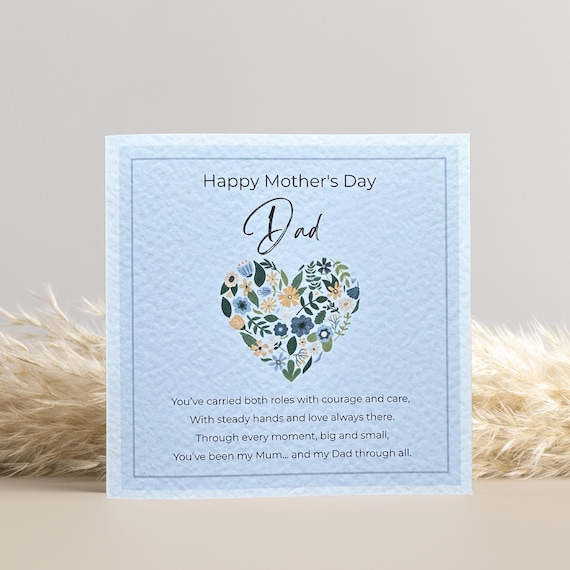 Happy Mother's Day Dad Card: Floral Heart Design, Sentimental