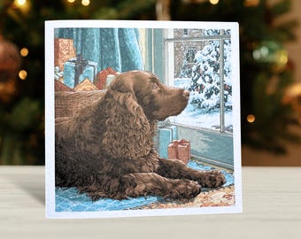 Brown Cocker Spaniel Christmas Card