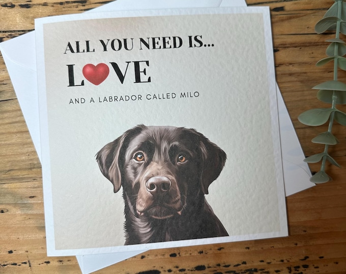 Chocolate Labrador Valentine Card, Chocolate Labrador Card, Chocolate lab,  Dog Mum, Dog Dad. Dog Mom, Dog Valentines, husband, wife, partne