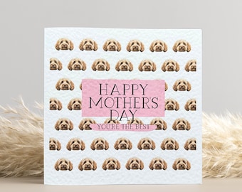 Golden Cockapoo Mothers Day Card: Personalised Dog Mum Card