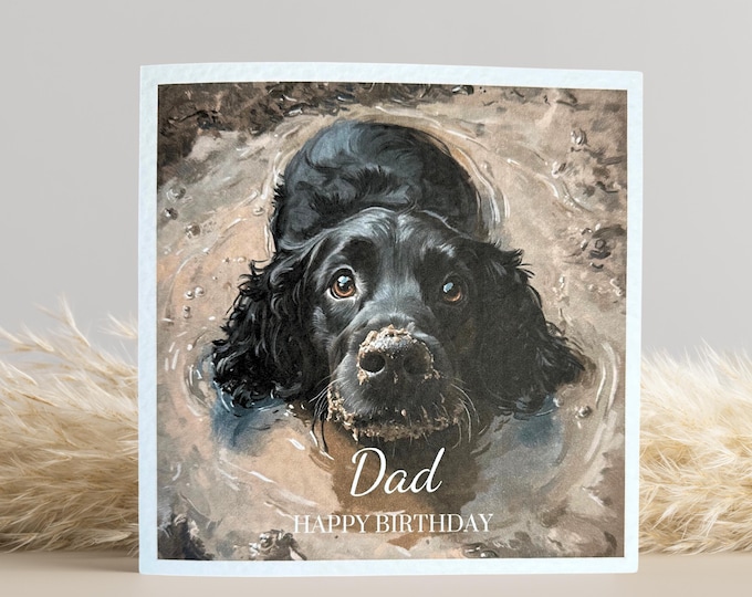 Black Cocker Spaniel Birthday Card