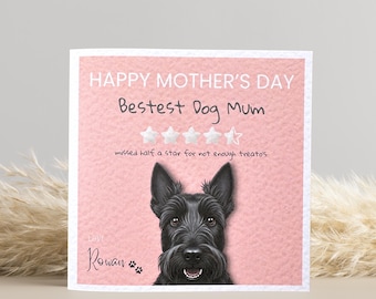 Scottish Terrier Mothers Day Card: Personalised, Mum gift, Scottie Dog