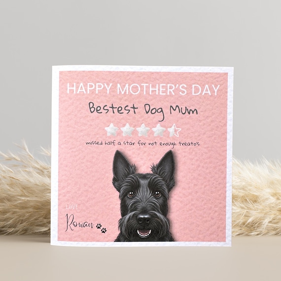 Scottish Terrier Mothers Day Card: Personalised, Mum gift, Scottie Dog