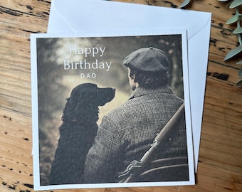 Black Cocker Spaniel Birthday Card: Hunting Dog Dad, Personalised
