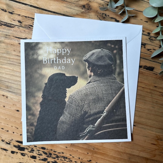 Black Cocker Spaniel Birthday Card: Hunting Dog Dad, Personalised