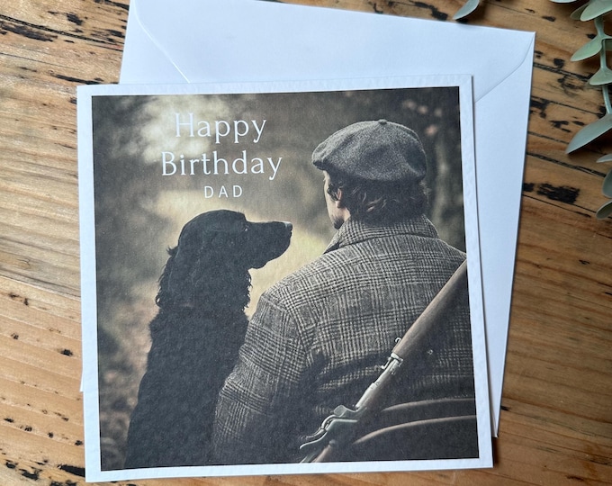 Black Cocker Spaniel Birthday Card, Hunting Card, Personalised Cards. Dog Mum, mom, Dad. Dog Birthday, hunting, shoot, father day, thank you