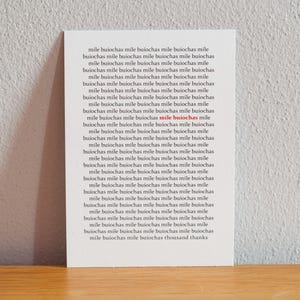 Minimalist thank you greeting card in Irish language / blank card / gaelic gaeilge / eco-friendly