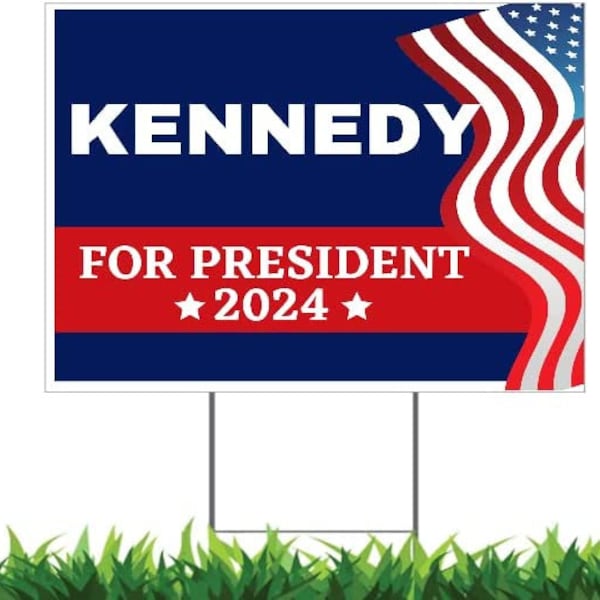 Kennedy for President 2024 18x24 Yard Sign (Outdoor, Weatherproof Corrugated Plastic) Metal Stake Included, by Trendy Accessories