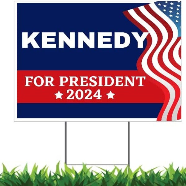 Kennedy for President 2024 12x18 Horizontal Yard Sign (Outdoor, Weatherproof Corrugated Plastic) Metal Stake Included, by Trendy Accessories