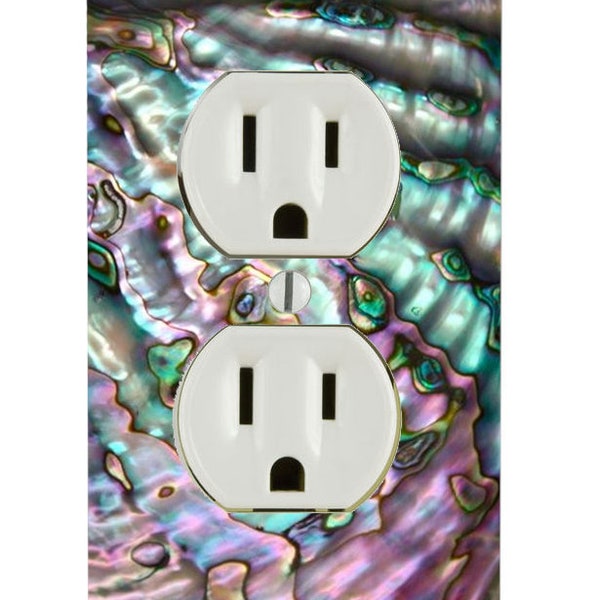 Trendy Accessories Decorative Bright Colorful Sea Shell Printed Image Electric Duplex Outlet Wall Plate Cover