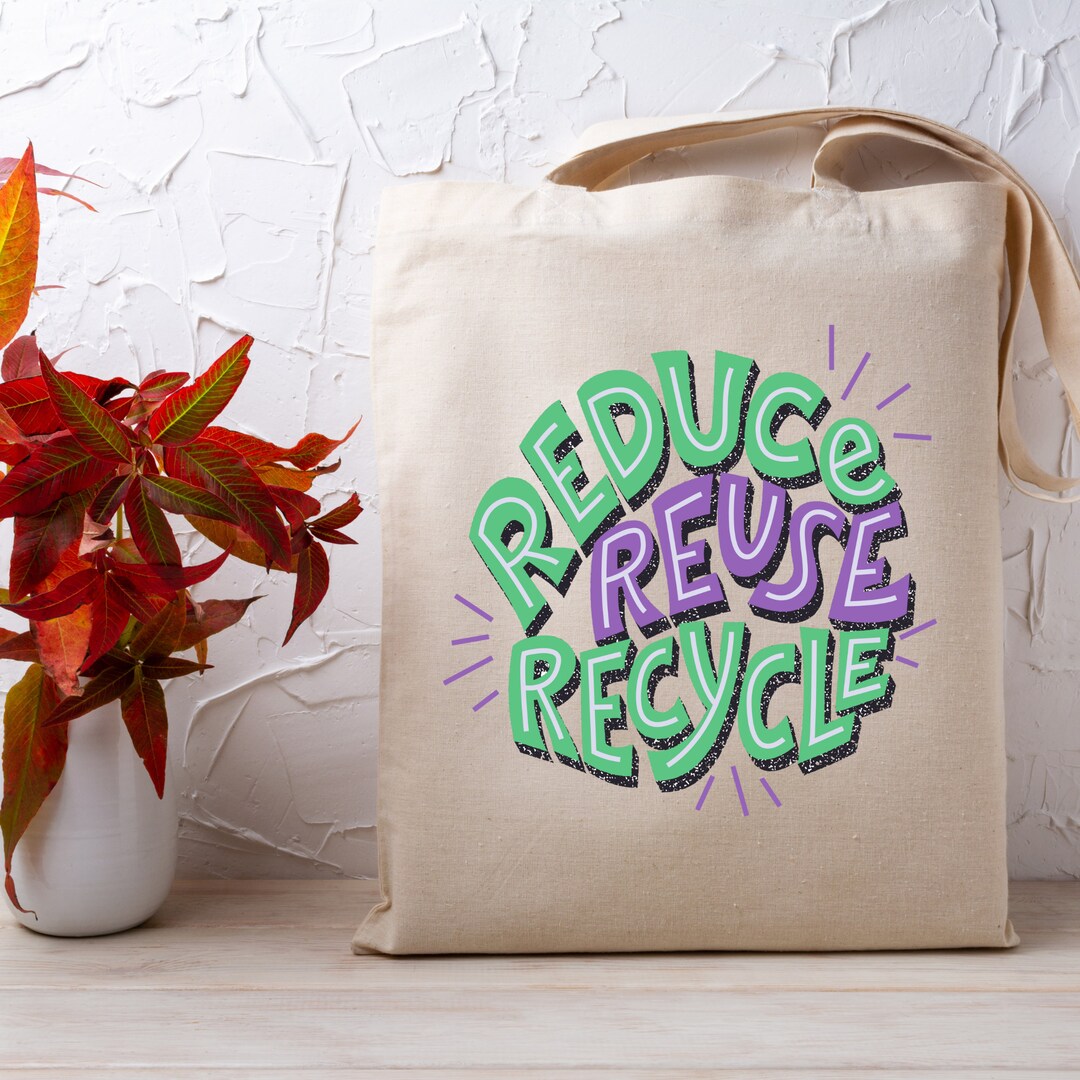 Reduce Reuse Recycle Eco Tote Bag, Reduce, Reuse, Recycle, Eco Cotton ...