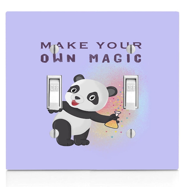 Make Your Own Magic Panda Science Motivational Inspirational Cute Animals Printed Image Double Toggle Light Switch Plate Cover