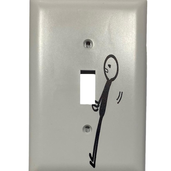 Funny Stickman Heavy Lifting Art Room Decor Light Switch Plate Single Toggle Plastic Wall Cover (non decalcomania)