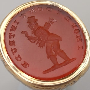 Victorian carnelian intaglio seal Hope I Don’t Intrude