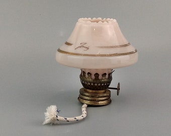 Part of miniature Milk Pink glass oil kerosene lamp Jaudy