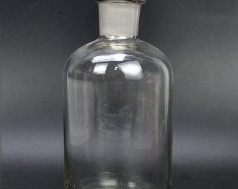 Antique Chemist Clear bottle with Flat stopper