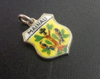 Wapenschild van Mainau Duitse 800 zilveren emaille bedel