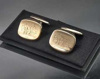 Scandinavian cufflinks Rolled gold on Sterling Silver with Monogram and date 8.7.66