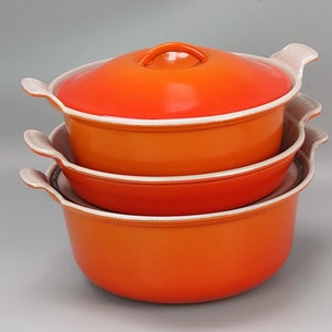 Vintage Cousances Cast Iron set of 3 casserole pots