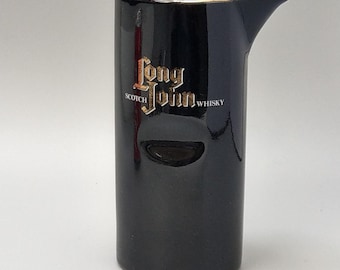 Vintage Whisky Water Jug Long John Whisky Tall Black Pinch Handle
