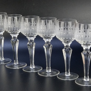 Tall Sherry glasses set of 6 with points cut pattern