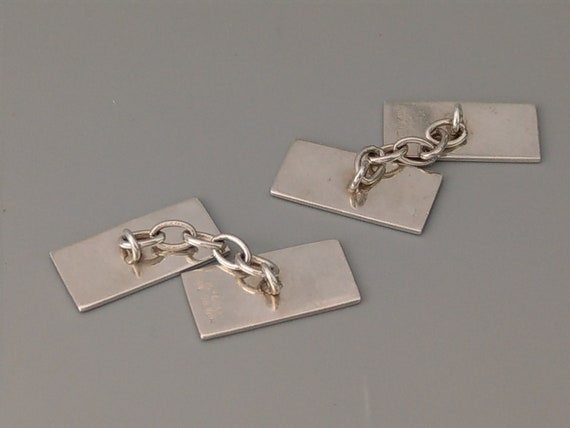 Art deco Rectangle Cufflinks engine turned 9ct Go… - image 9
