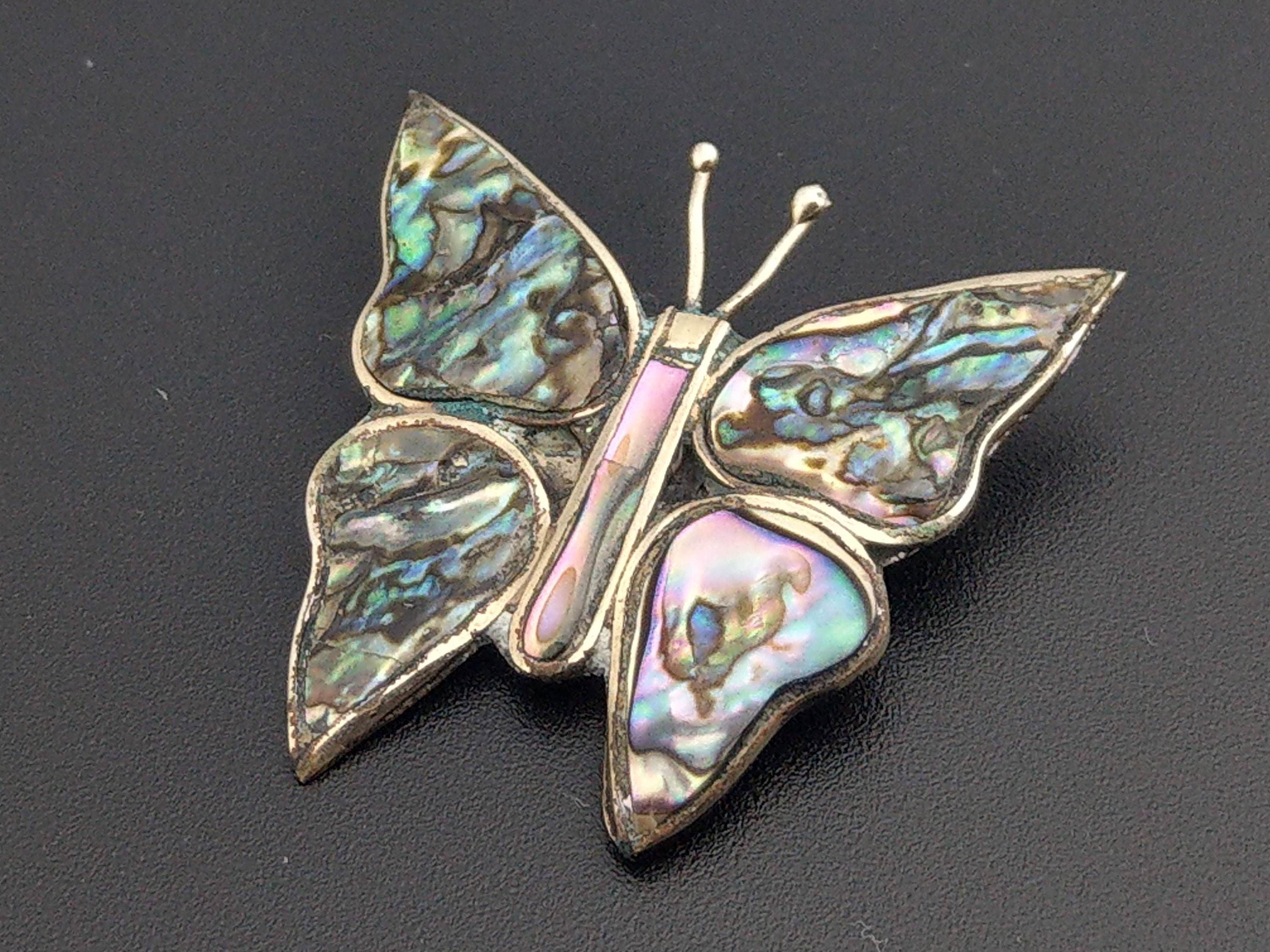 Abalone Shell Butterfly Mexico Brooch Etsy
